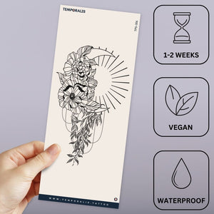 Lunar Floral Cascade 3 - Temporalis® - Tatuaje temporal