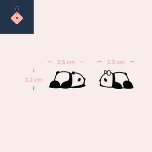 Lying down panda duo temporary tattoo, one with bow - 4 | Temporalis
