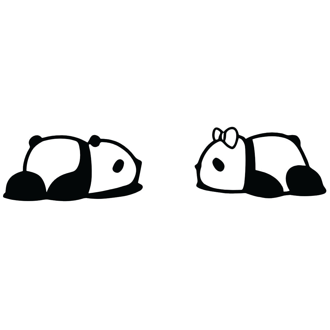 Lying down panda duo temporary tattoo, one with bow - 2 | Temporalis