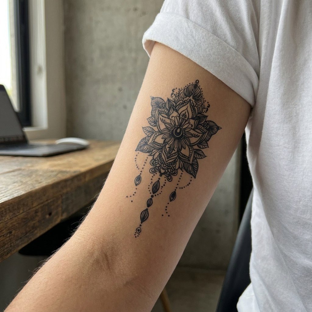 Mandala Lotus Chandelier Tattoo - 1 | Temporalis