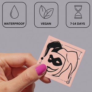 Masked Female Jester Temporary Tattoo - 3 | Temporalis