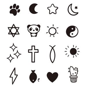 Mini set of 16 cute temporary finger tattoos - 3 | Temporalis