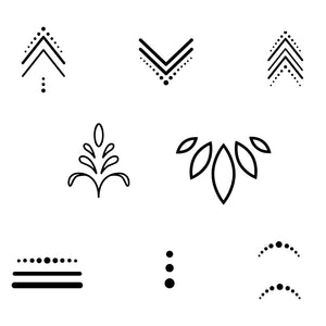 Mini set of 8 geometric finger temporary tattoos - 3 | Temporalis