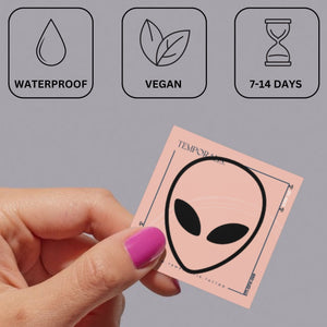 Minimalist alien head temporary tattoo 4 - Temporalis