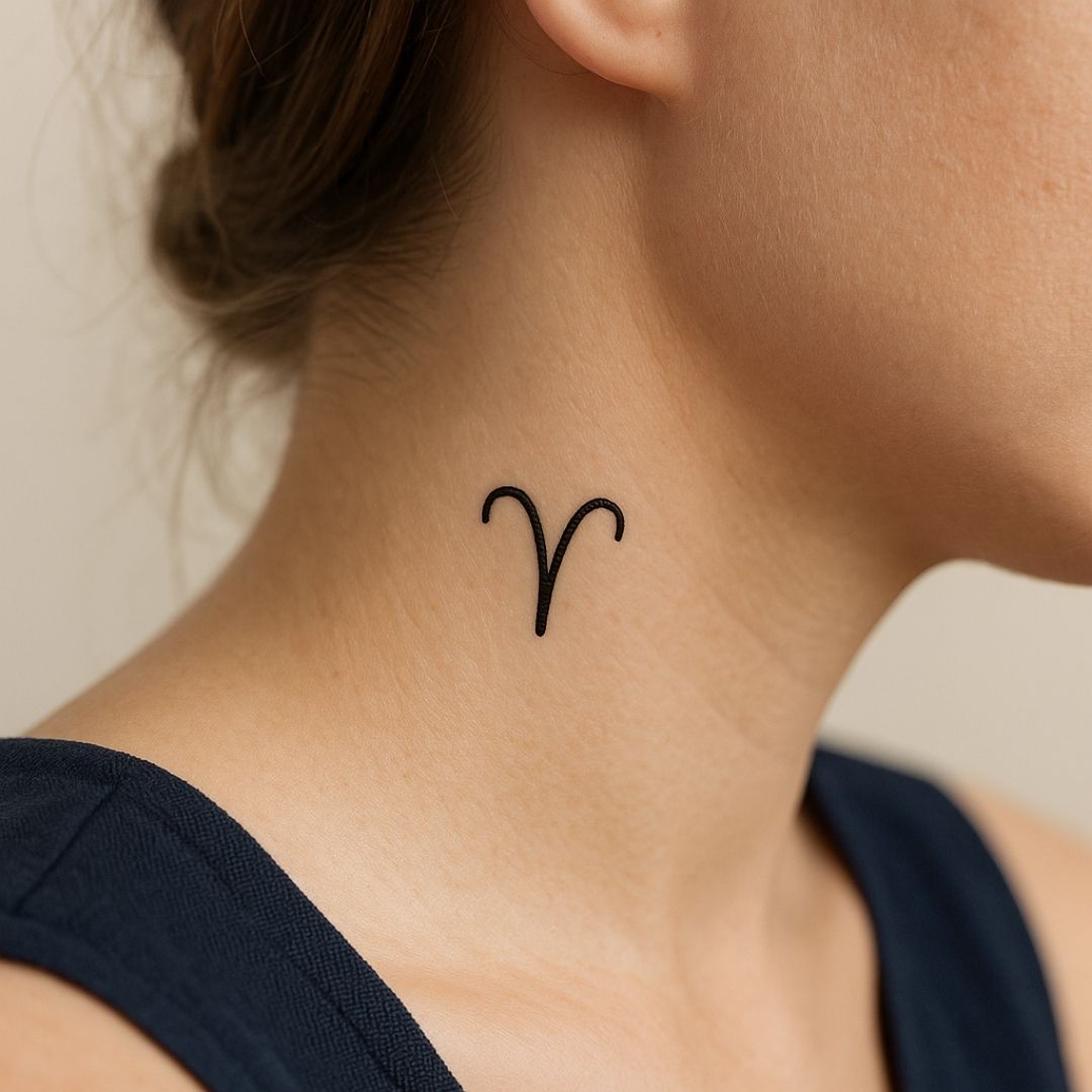 Minimalist Aries zodiac temporary tattoo - 1 | Temporalis
