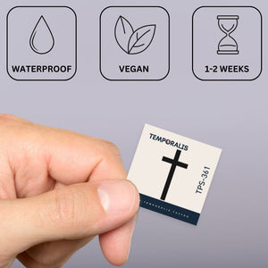 Minimalistiskt Svart Kors 2 - Temporalis® - Tillfällig tatuering