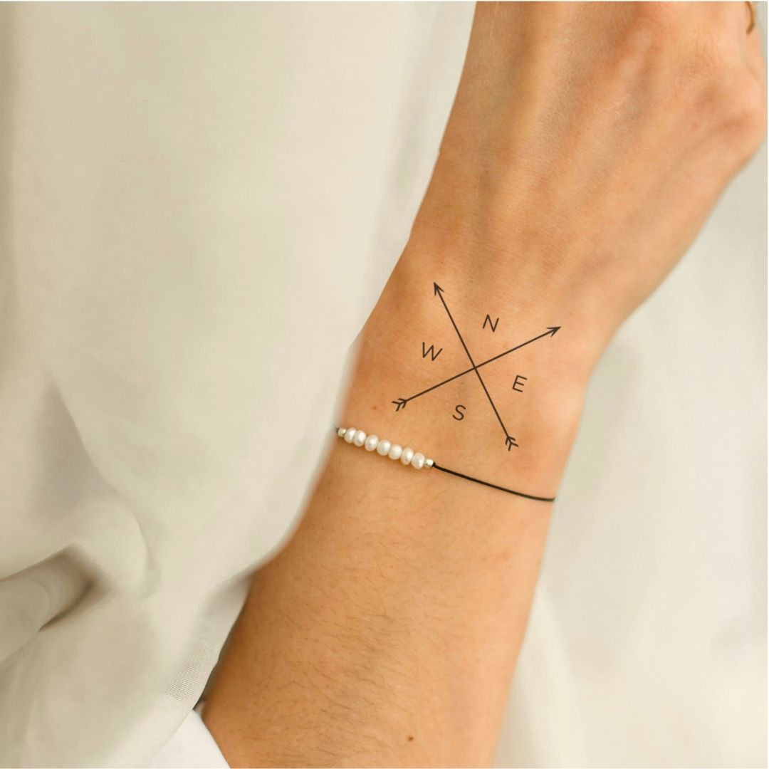 Minimalist compass rose temporary tattoo - 1 | Temporalis