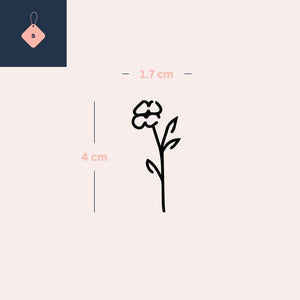 Haste de Flor Minimalista 3 - Temporalis® - Tatuagem Temporária