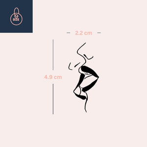 Minimalist kissing lips temporary tattoo - 4 | Temporalis
