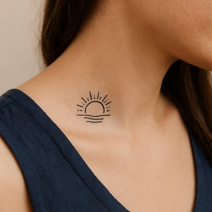 Minimalist ocean sunset temporary tattoo - 1 | Temporalis