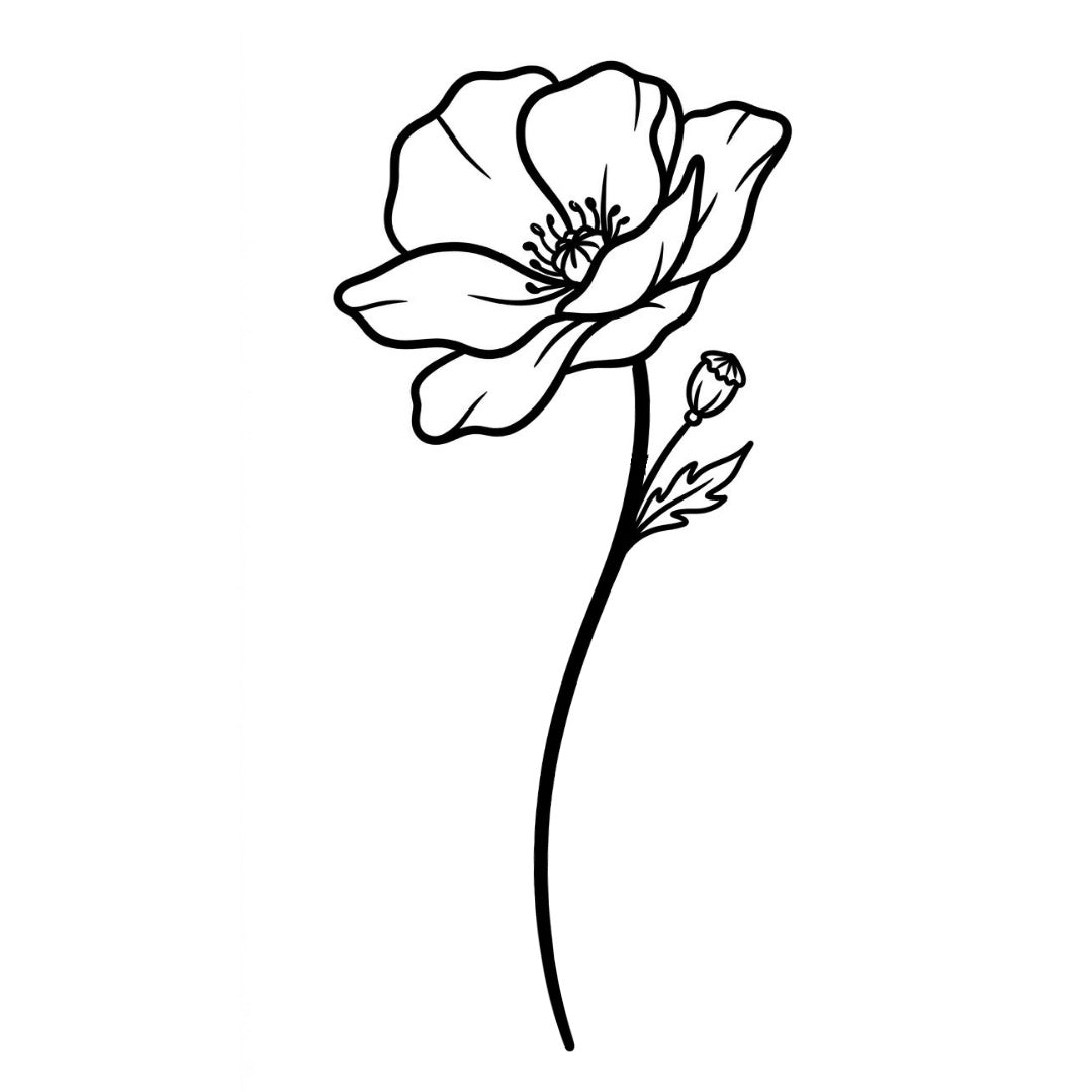 Minimalist poppy temporary tattoo - 2 | Temporalis