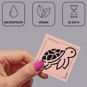 Minimalistyczny Żółw 3 - Temporalis® - Tymczasowy tatuaż