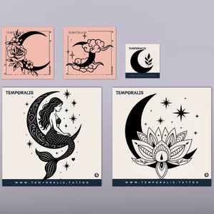 Mond – Tattoo-Set (5 Tattoos) 1 – Temporalis® – Temporäres Tattoo