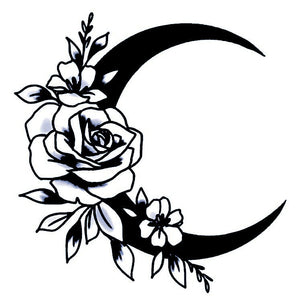 Luna con fiori 2 - Temporalis® - Tatuaggio temporaneo