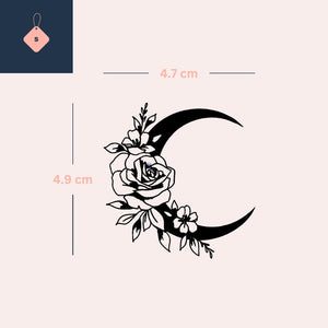 Luna con fiori 4 - Temporalis® - Tatuaggio temporaneo