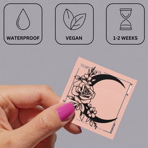 Luna con fiori 3 - Temporalis® - Tatuaggio temporaneo