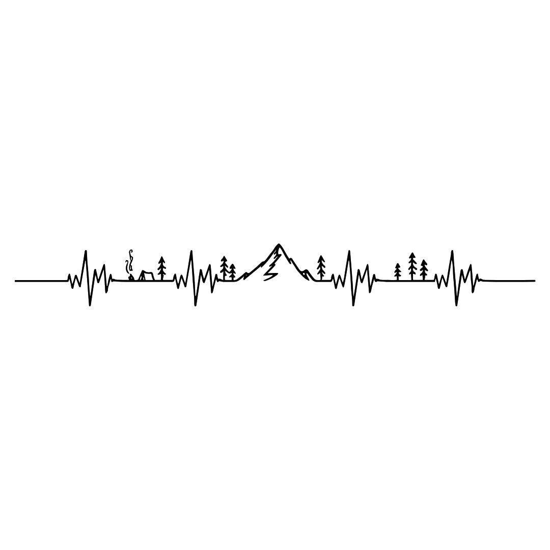 Mountain heartbeat line temporary tattoo with camping scene - 2 | Temporalis