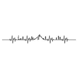Mountain heartbeat line temporary tattoo with camping scene - 2 | Temporalis