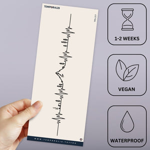 Montagne e battito cardiaco Horizon 3 - Temporalis® - Tatuaggio temporaneo