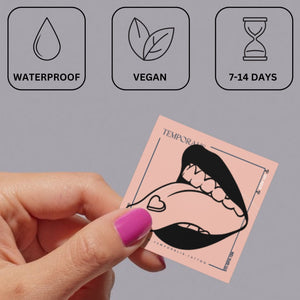 Mouth with tongue out and heart temporary tattoo 4 - Temporalis
