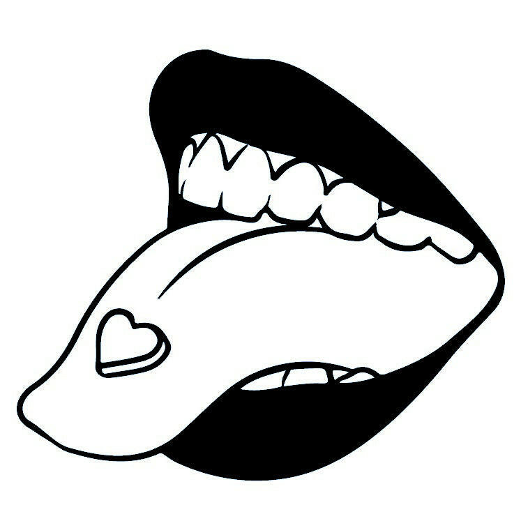 Mouth with tongue out and heart temporary tattoo - 2 | Temporalis