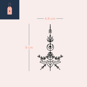 Flecha Floral Mística 3 - Temporalis® - Tatuaje temporal