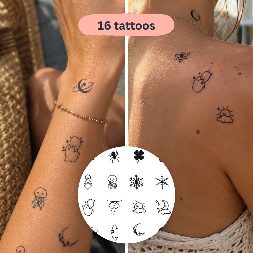 Foglio di tatuaggi natura e notte stellata — 16 disegni | Temporalis