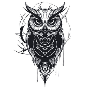 Neo - Traditional Geometric Owl Tattoo - 2 | Temporalis