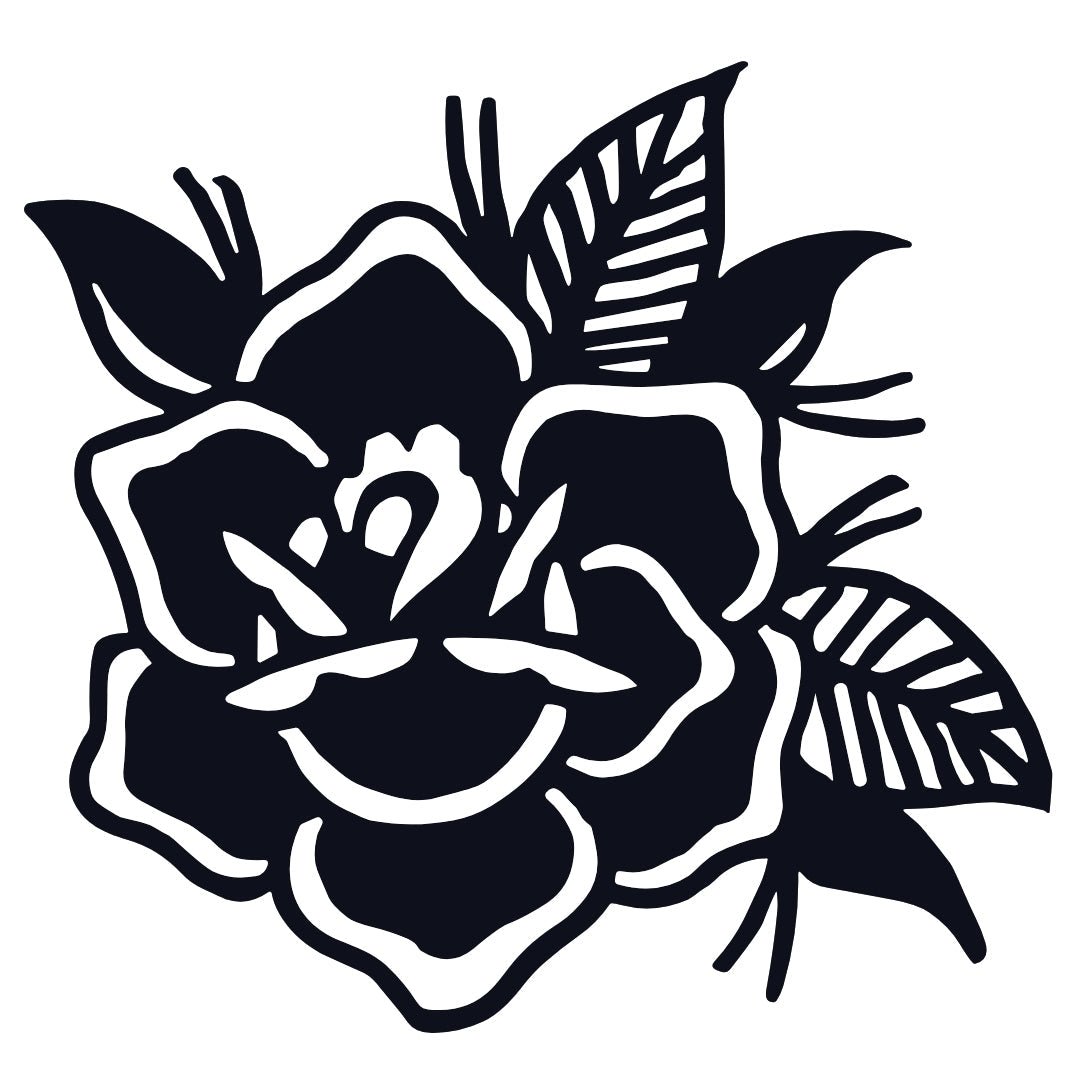 Old school rose temporary tattoo with leaves - 2 | Temporalis