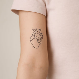 One - line anatomical heart temporary tattoo - 1 | Temporalis
