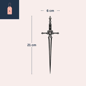 Ornamental sword temporary tattoo, fine line - 4 | Temporalis