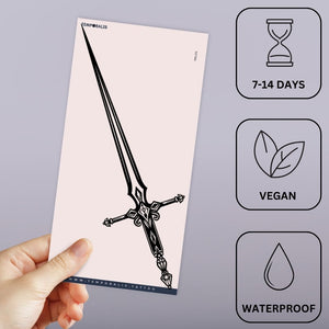 Ornamental sword temporary tattoo, fine line - 3 | Temporalis