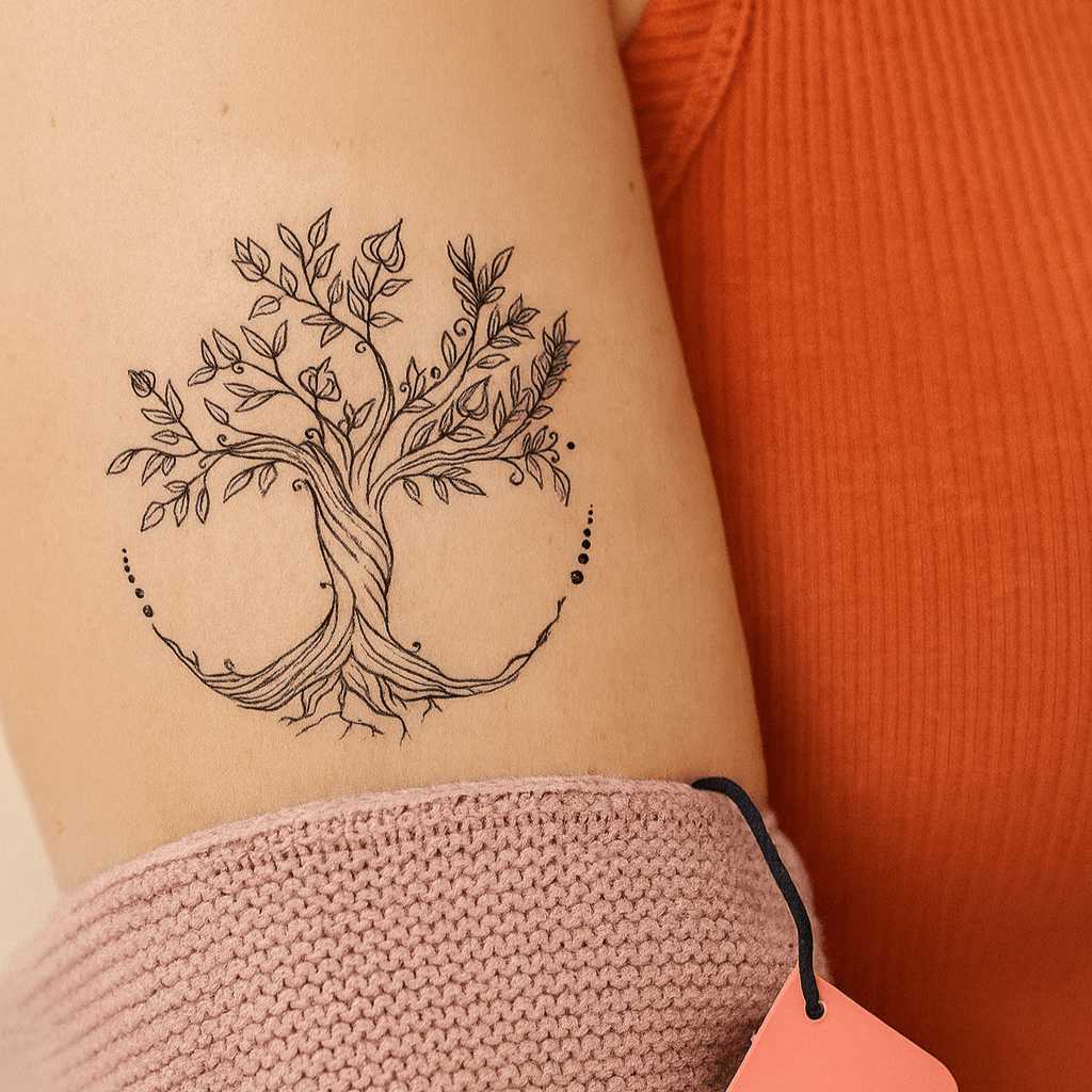 Ornamental tree with roots temporary tattoo - 1 | Temporalis