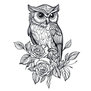 Owl and Roses Tattoo - 2 | Temporalis