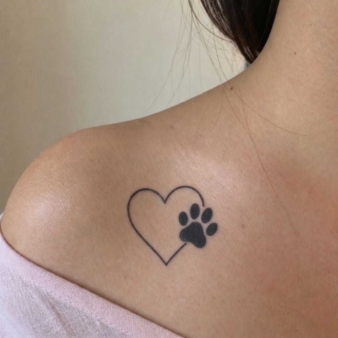 Paw print in a heart - temporary tattoo - 1 | Temporalis