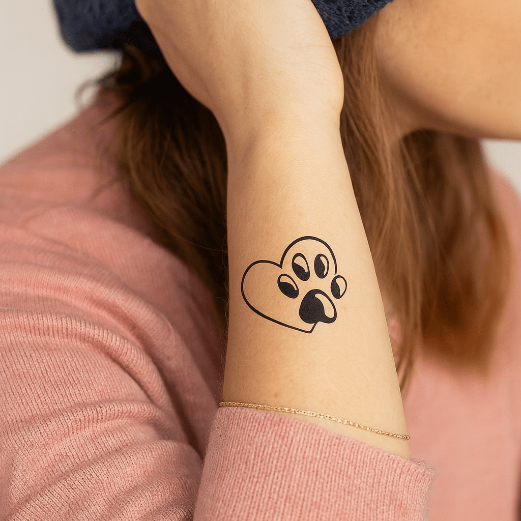 Paw print in a heart - temporary tattoo - 1 | Temporalis