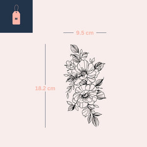 Peonies with leaves temporary tattoo - 4 | Temporalis