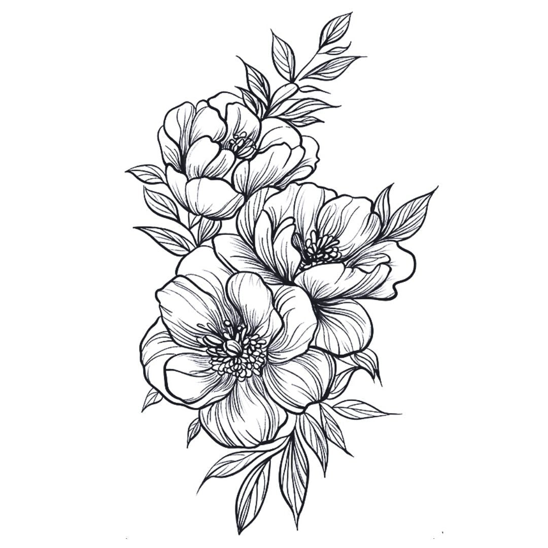 Peony Bouquet Tattoo - 2 | Temporalis