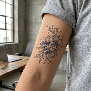 Peony Bouquet Tattoo - 1 | Temporalis
