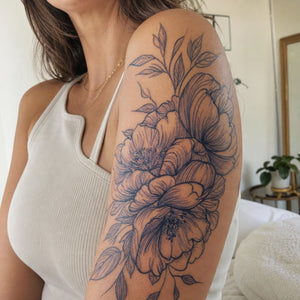 Peony Bouquet Tattoo - 1 | Temporalis