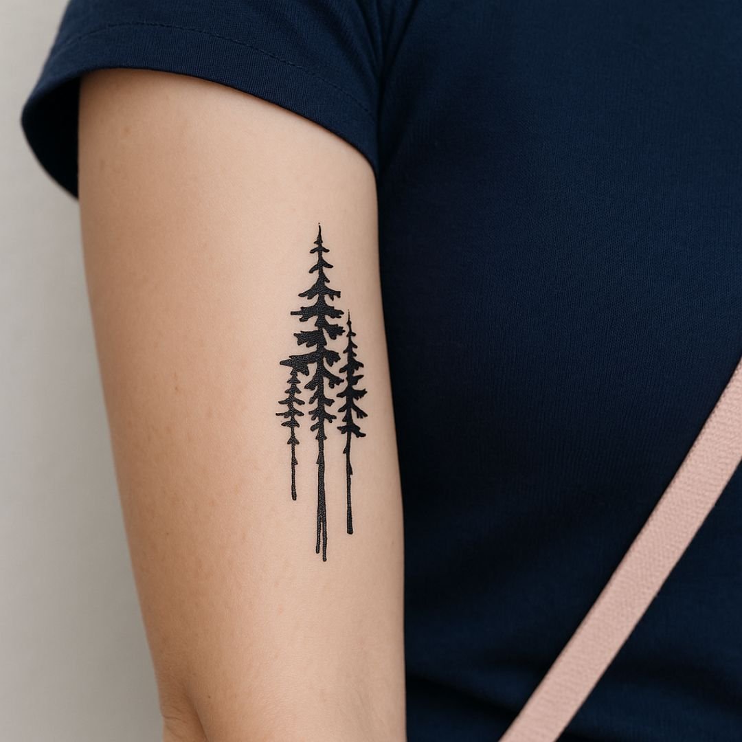Pine Trees Silhouette Temporary Tattoo - 1 | Temporalis