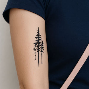 Pine Trees Silhouette Temporary Tattoo - 1 | Temporalis