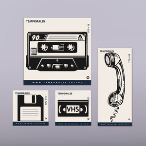 Retro Media - Zestaw do tatuażu (4 tatuaże) 1 - Temporalis® - Tatuaż tymczasowy