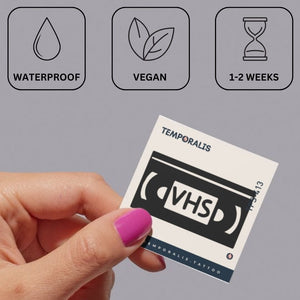 Retro kaseta VHS 2 - Temporalis® - Tymczasowy tatuaż