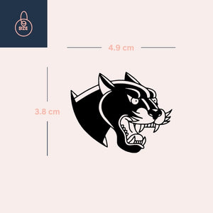 Roaring panther head temporary tattoo 3 - Temporalis