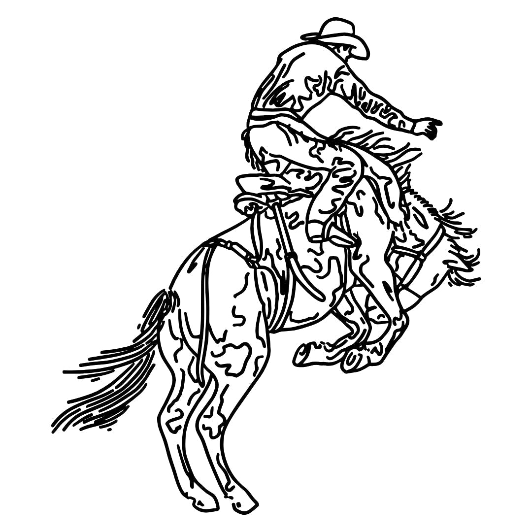 Rodeo cowboy on bucking horse temporary tattoo - 2 | Temporalis