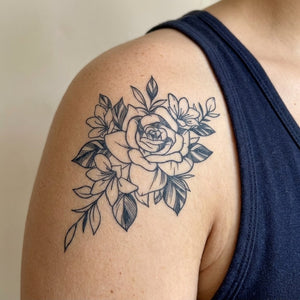 Rose & Wildflowers Tattoo - 1 | Temporalis