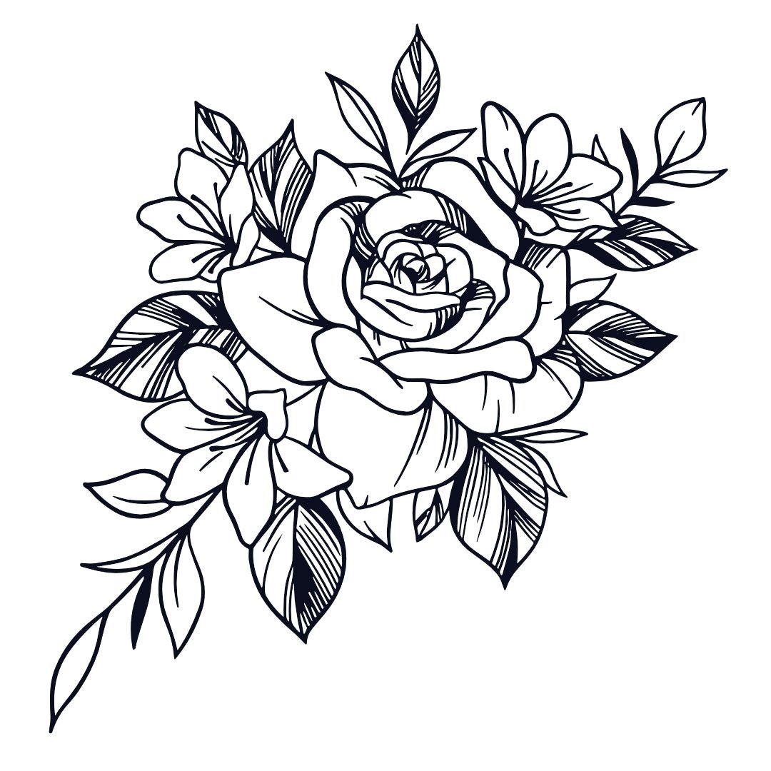 Rose and wildflowers temporary tattoo - 2 | Temporalis