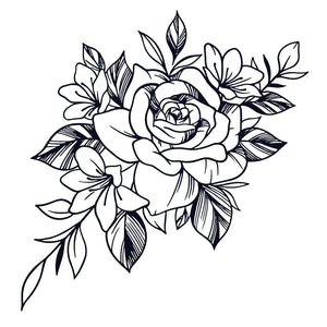 Rose and wildflowers temporary tattoo - 2 | Temporalis
