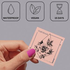 Rosa en rombo 3 - Temporalis® - Tatuaje temporal